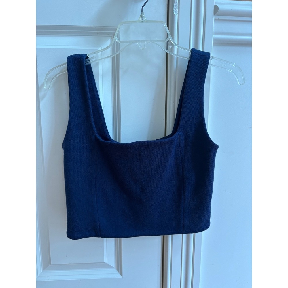 NWOT Vineyard Vines Navy Blue Sleeveless Crop Top Square Neck Tank XS